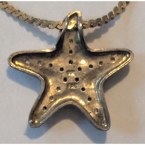 Sterling Silver Star Necklace Gold Tone Pendant 18 inch Gold Filled Chain - Picture 8 of 8
